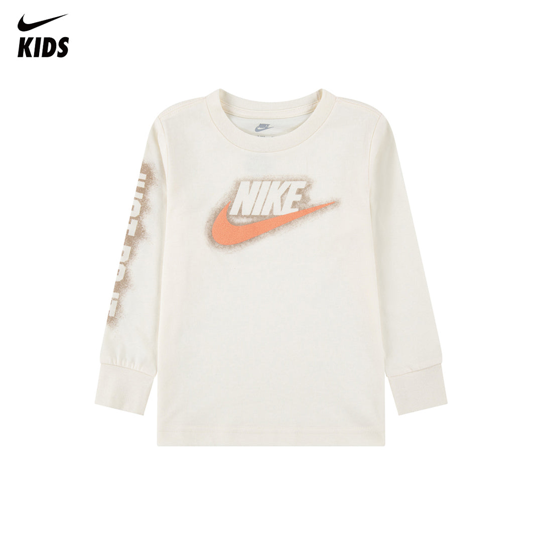 Nike Boys Powder Play Beige Long Sleeve T-Shirt (Toddler)