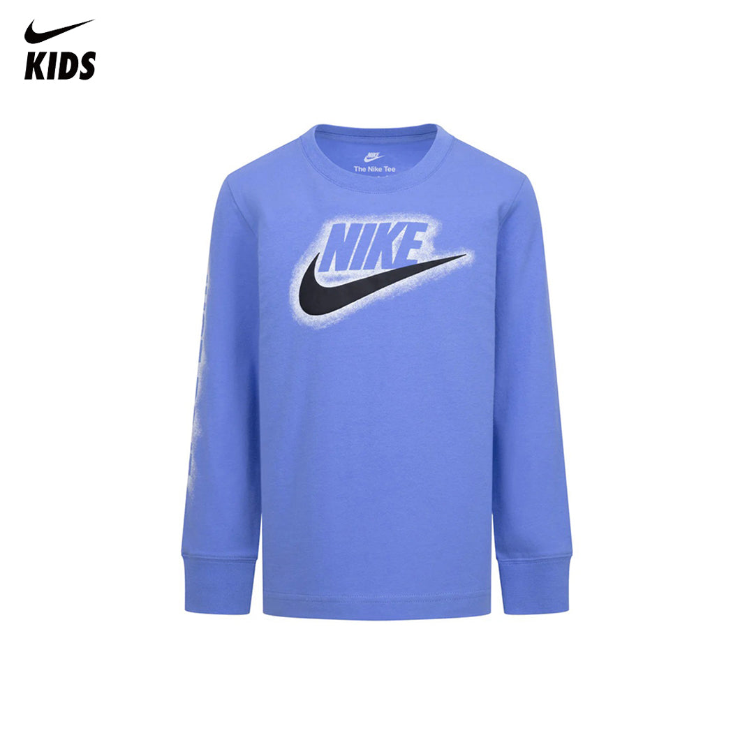 Nike Boys Powder Play Long Sleeve Blue T-Shirt (Little Kids)