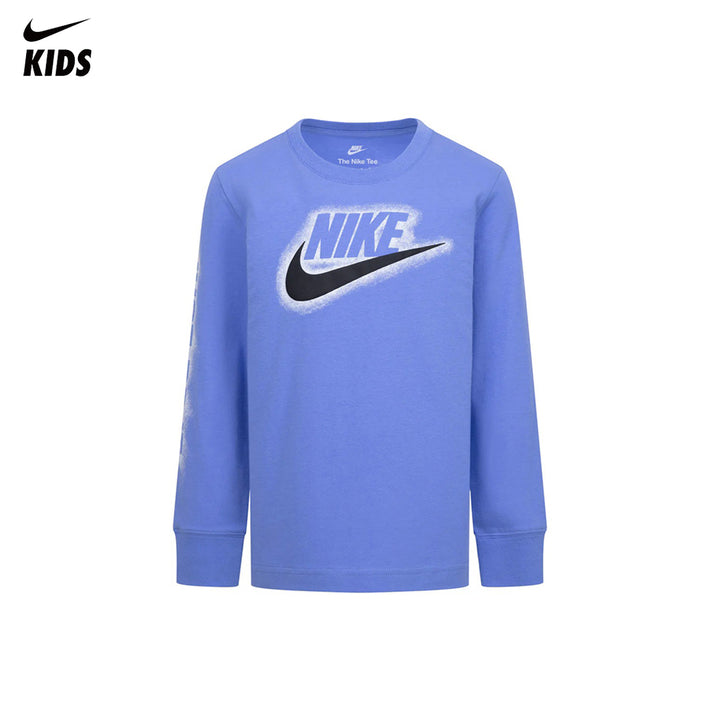 Nike Boys Powder Play Long Sleeve Blue T-Shirt (Little Kids)