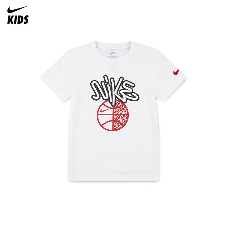 Nike Boys Basketball Handstyle White T-Shirt (Little Kids)