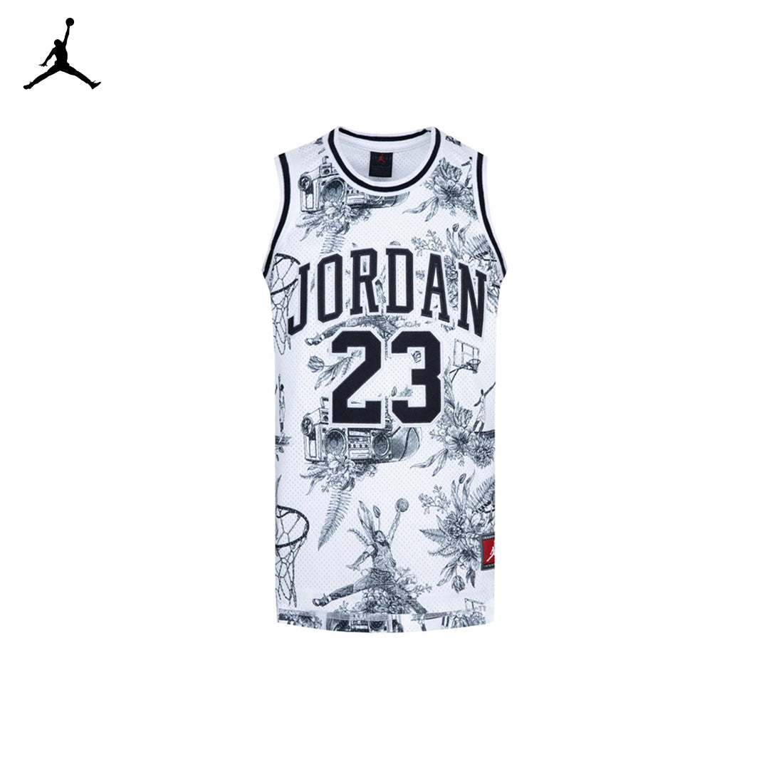 Jordan 23 AOP White Printed Tank Top Jersey (Big Kids)