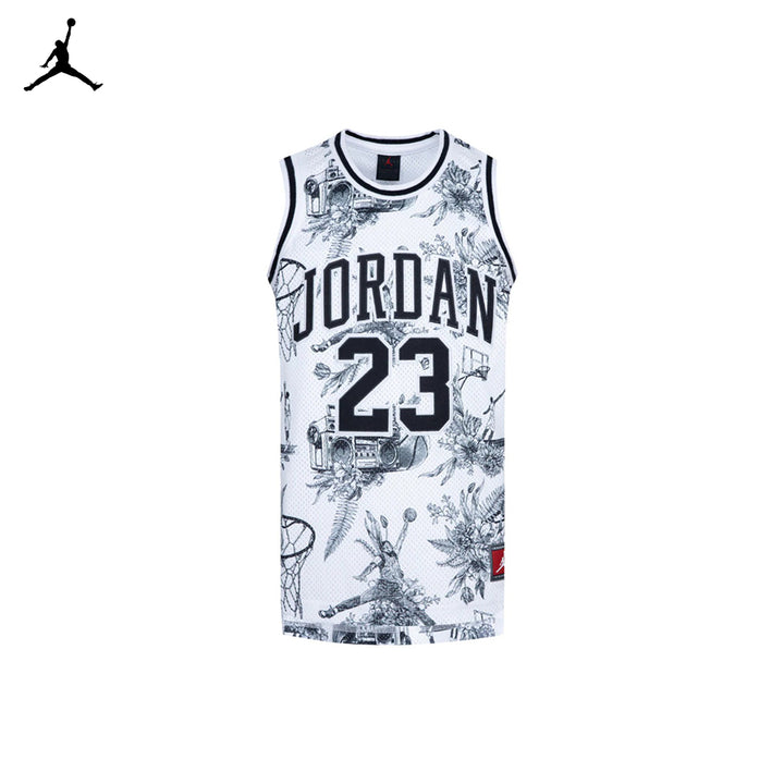 Jordan 23 AOP White Printed Tank Top Jersey (Big Kids)