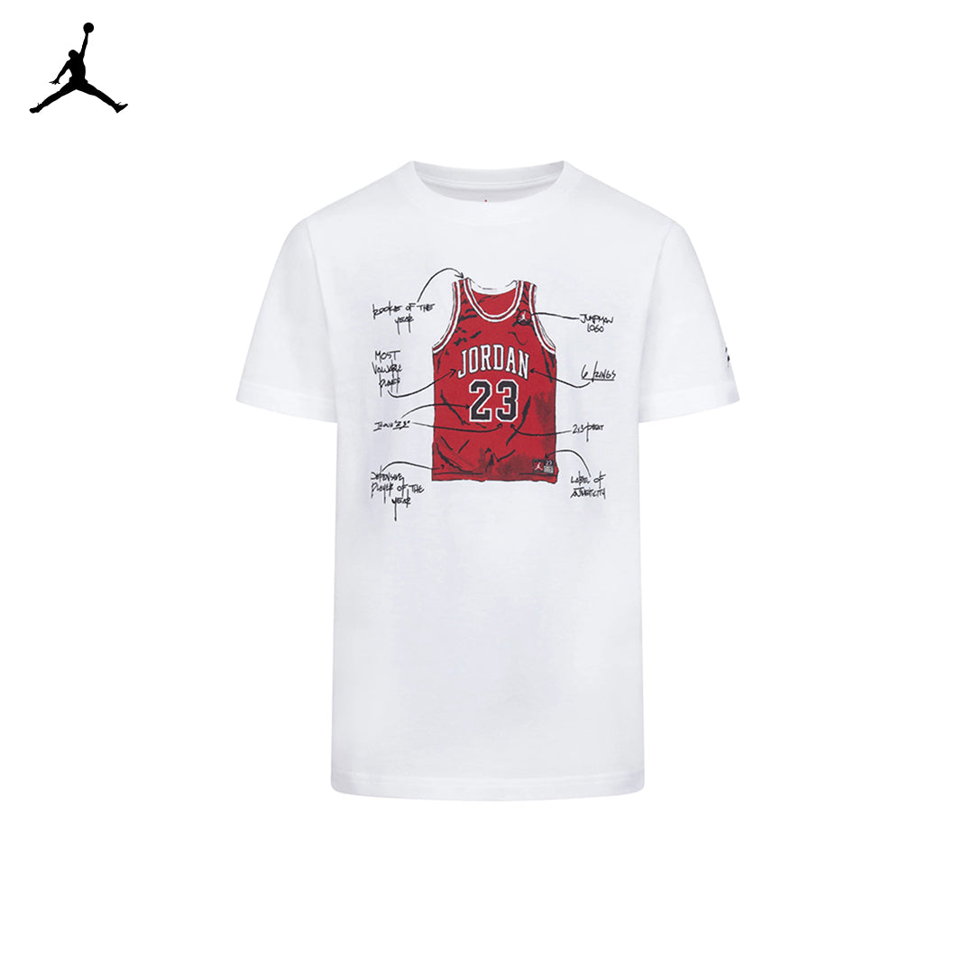 Jordan Boys The Jersey Graphic White T-Shirt (Big Kids)