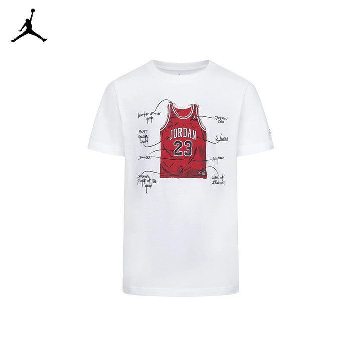 Jordan Boys The Jersey Graphic White T-Shirt (Big Kids)