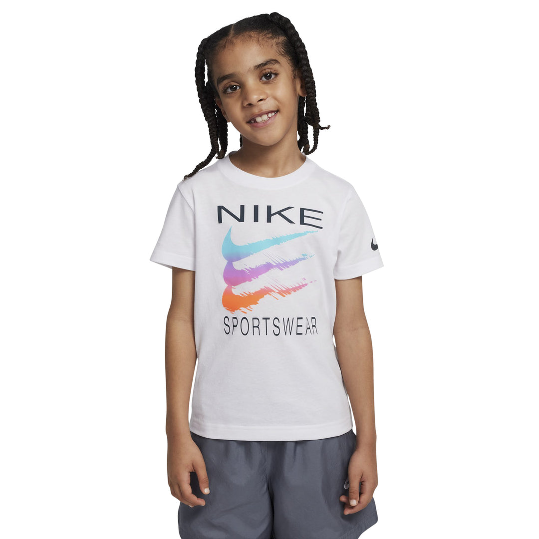 Nike Boys Sportswear Swoosh White T-Shirt (Little Kids)