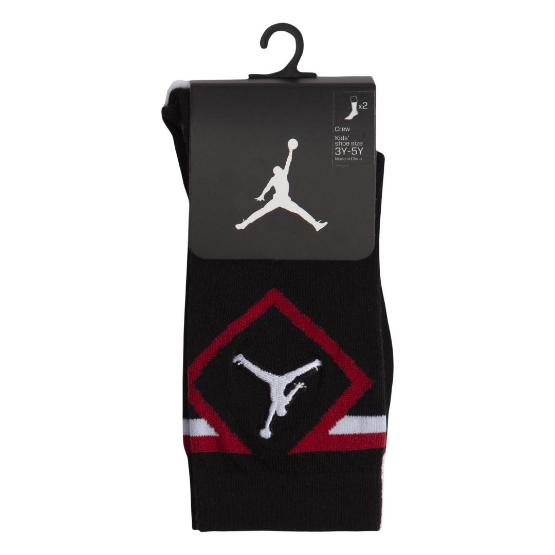 Jordan 2-Pack Diamond High Crew White & Black Socks (Little Kids)