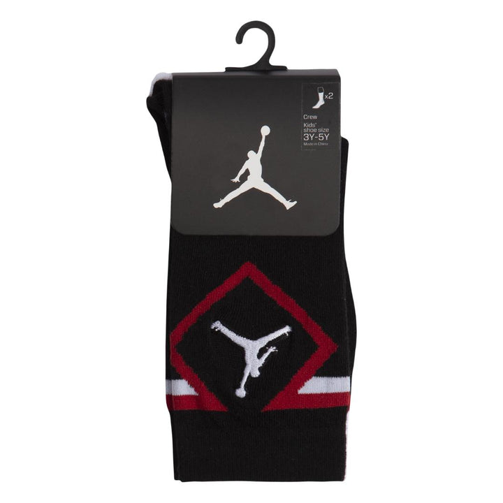 Jordan 2-Pack Diamond High Crew White & Black Socks (Little Kids)