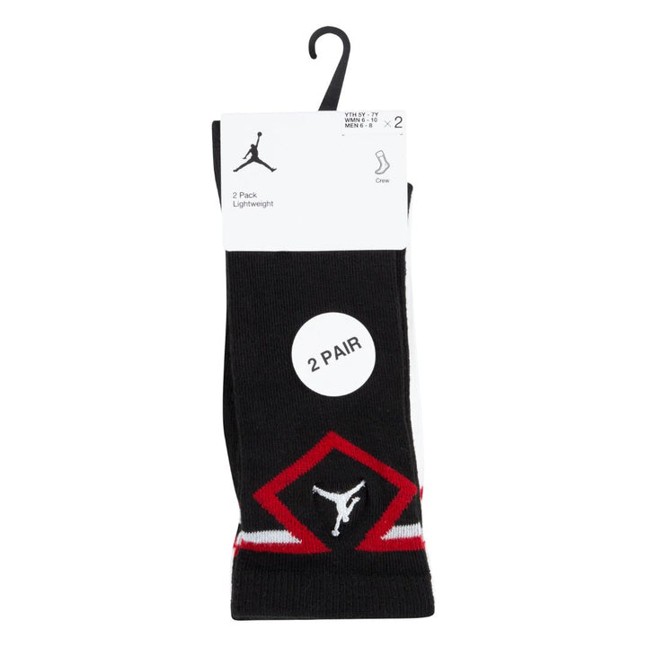 Jordan 2-Pack Diamond High Crew White & Black Socks (Little Kids)