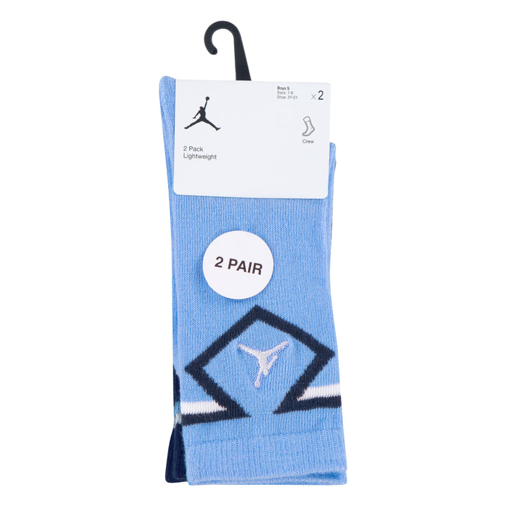 Jordan 2-Pack Diamond High Crew White & Blue Socks (Little Kids)