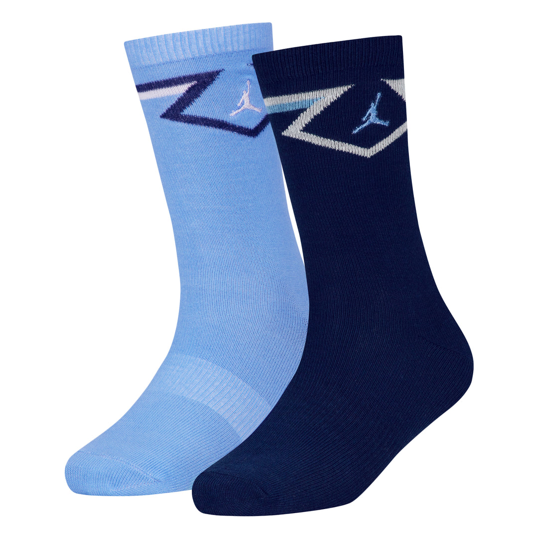 Jordan 2-Pack Diamond High Crew White & Blue Socks (Little Kids)