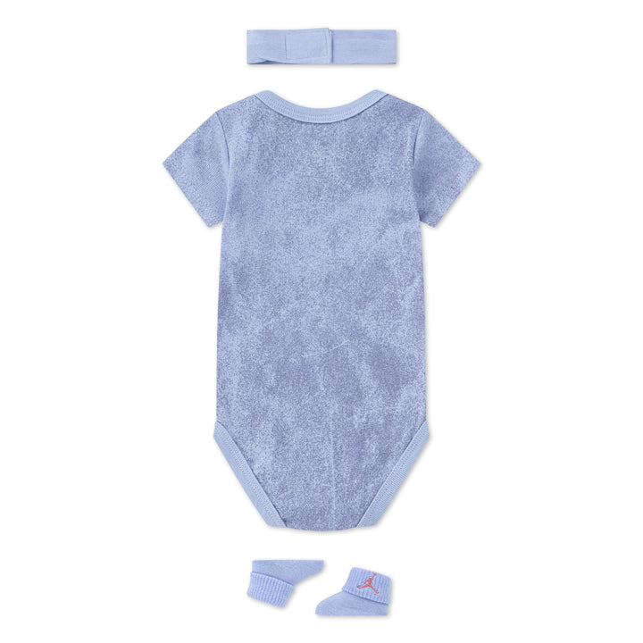 Jordan Girls 3-Piece Blue Jeans & Bling Bodysuit, Headband and Socks Gift Set (Newborn)