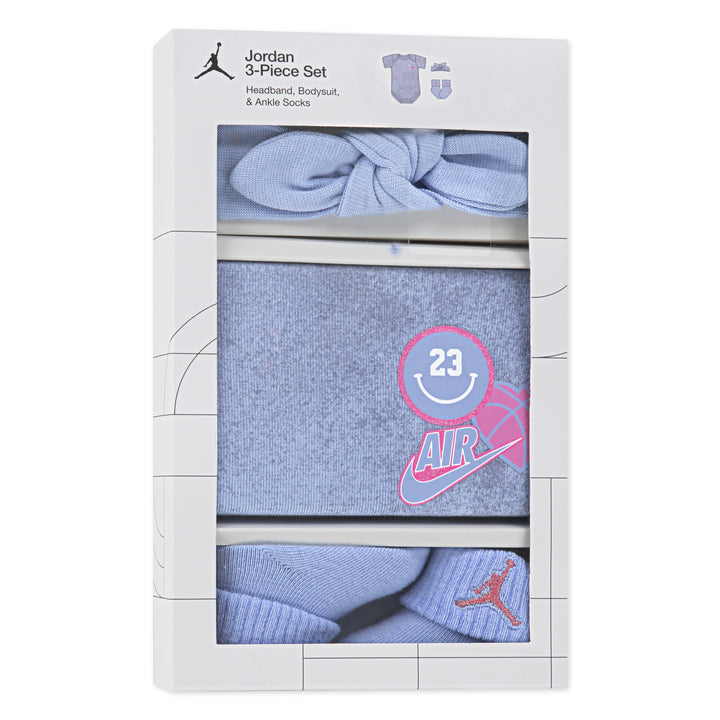Jordan Girls 3-Piece Blue Jeans & Bling Bodysuit, Headband and Socks Gift Set (Newborn)