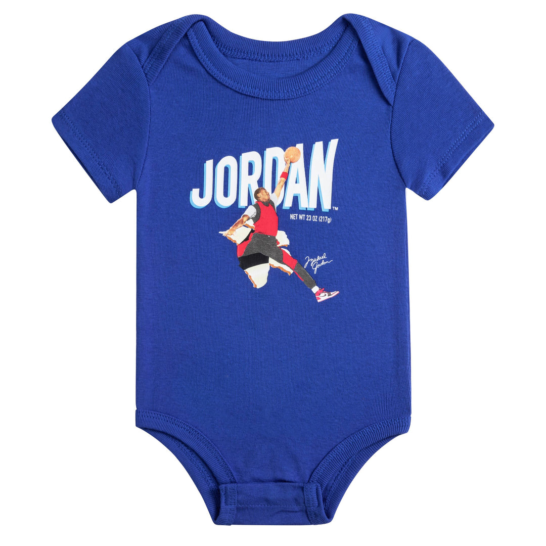 Jordan 3-Piece Bodysuit, Bib & Booties Blue Gift Set (Newborn)
