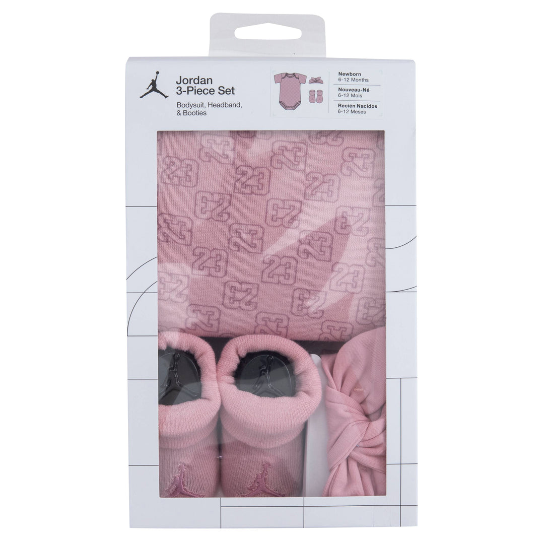Jordan 3-Piece Bodysuit, Headband & Booties Pink Gift Set (Infant)