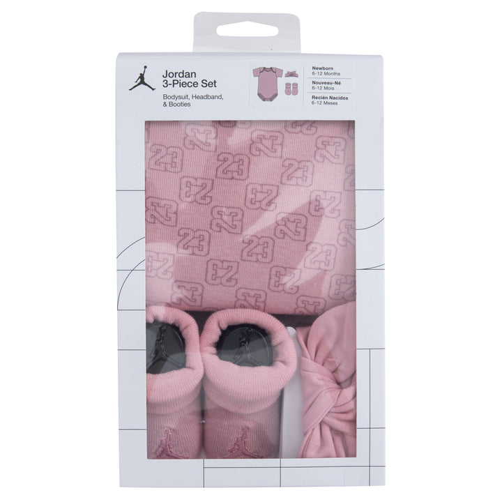 Jordan 3-Piece Bodysuit, Headband & Booties Pink Gift Set (Infant)
