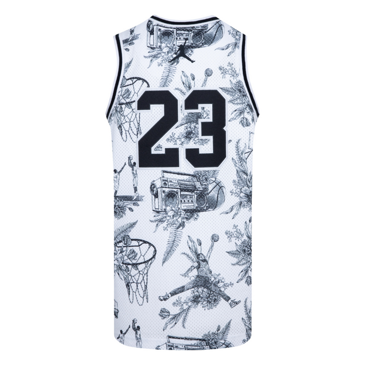 Jordan 23 AOP White Printed Tank Top Jersey (Big Kids)
