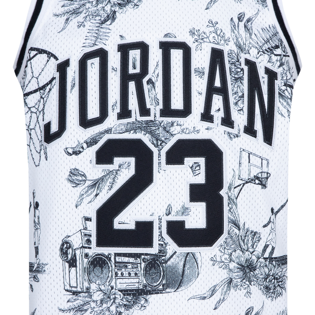 Jordan 23 AOP White Printed Tank Top Jersey (Big Kids)