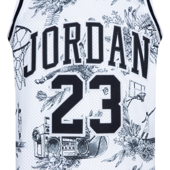 Jordan 23 AOP White Printed Tank Top Jersey (Big Kids)