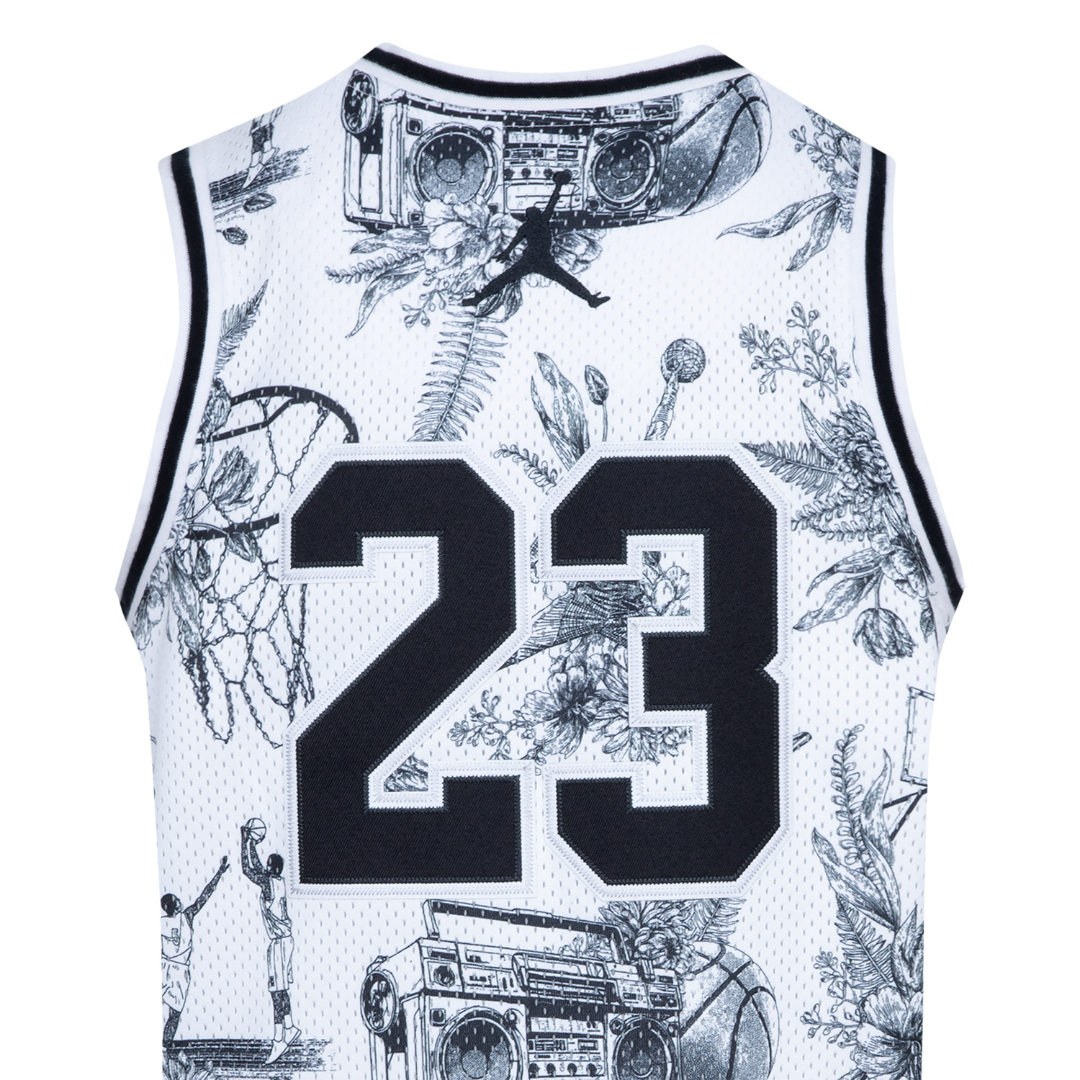Jordan 23 AOP White Printed Tank Top Jersey (Big Kids)