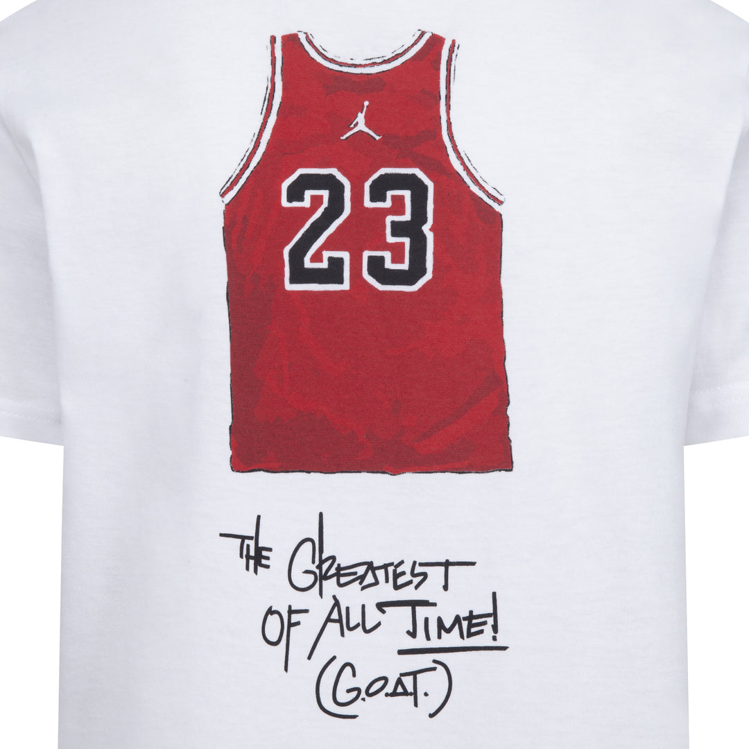 Jordan Boys The Jersey Graphic White T-Shirt (Big Kids)
