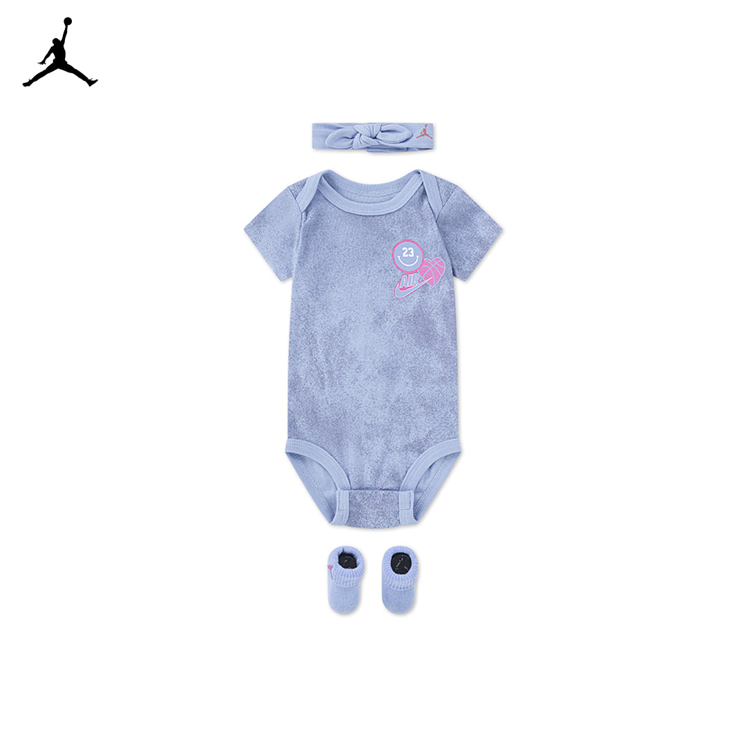 Jordan Girls 3-Piece Blue Jeans & Bling Bodysuit, Headband and Socks Gift Set (Newborn)