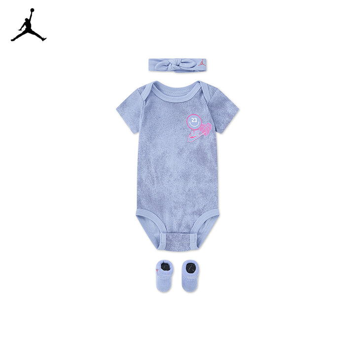 Jordan Girls 3-Piece Blue Jeans & Bling Bodysuit, Headband and Socks Gift Set (Newborn)