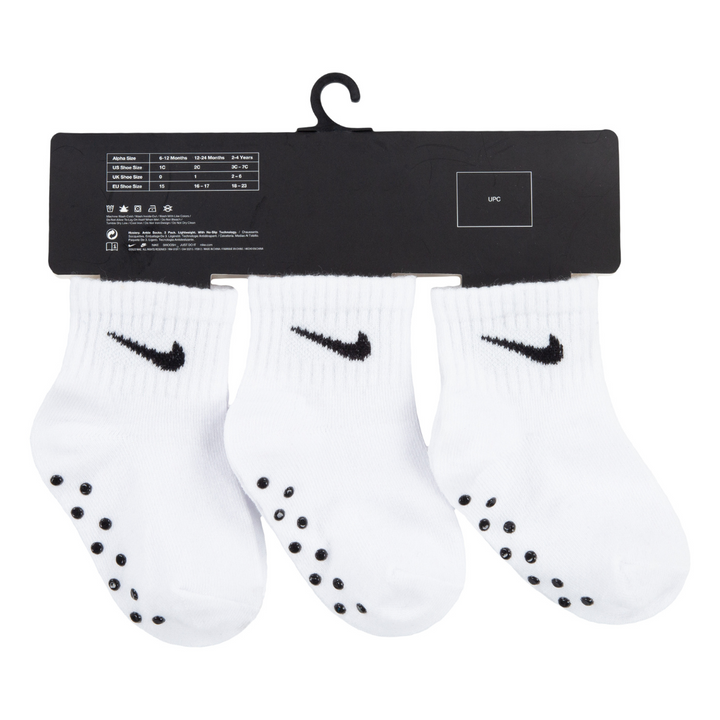 Nike 3-Pack Core Swoosh Non-Slip Grip Ankle Socks (Infant)