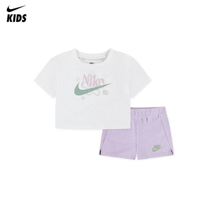 Nike Girls Wild Flower Jersey & French Terrry Shorts Set (Infant)