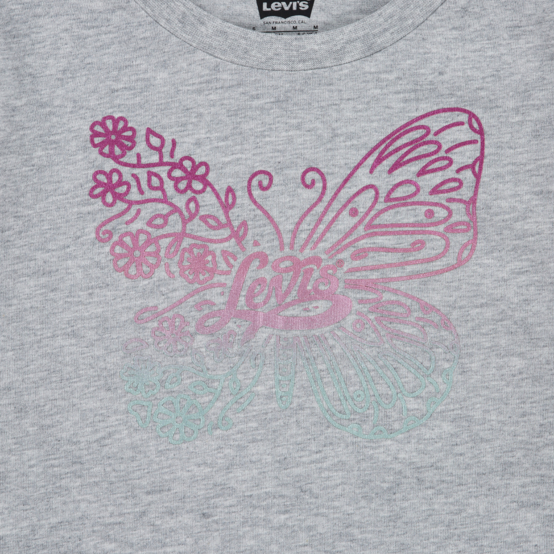 Levi's Girls Meet and Greet Butterfly Gray T-Shirt (Little Kids)