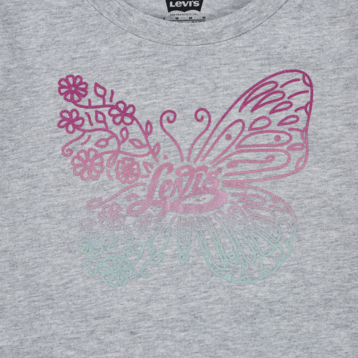 Levi's Girls Meet and Greet Butterfly Gray T-Shirt (Little Kids)