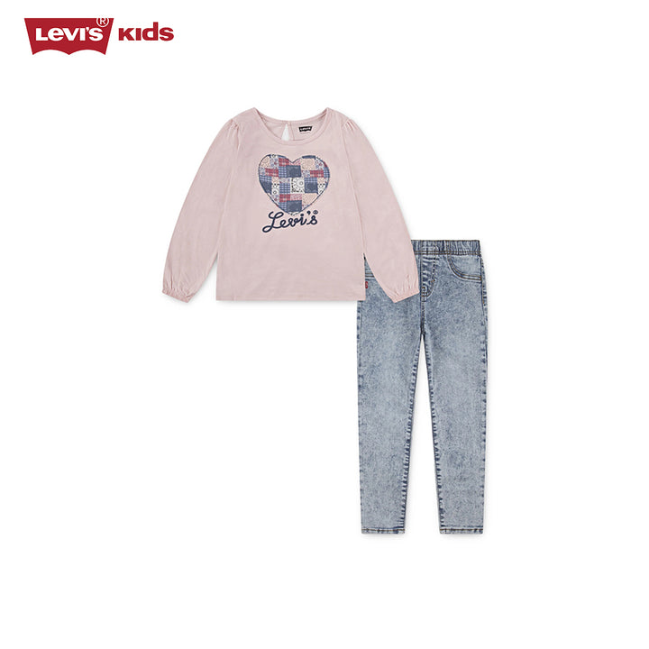 Levi's Girls Long Puff Sleeve T-Shirt & Denim Jeans Set (Little Kids)