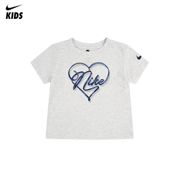 Nike Girls Swoosh On Pointe Graphic T-Shirt Birch Heather (Little Kids)