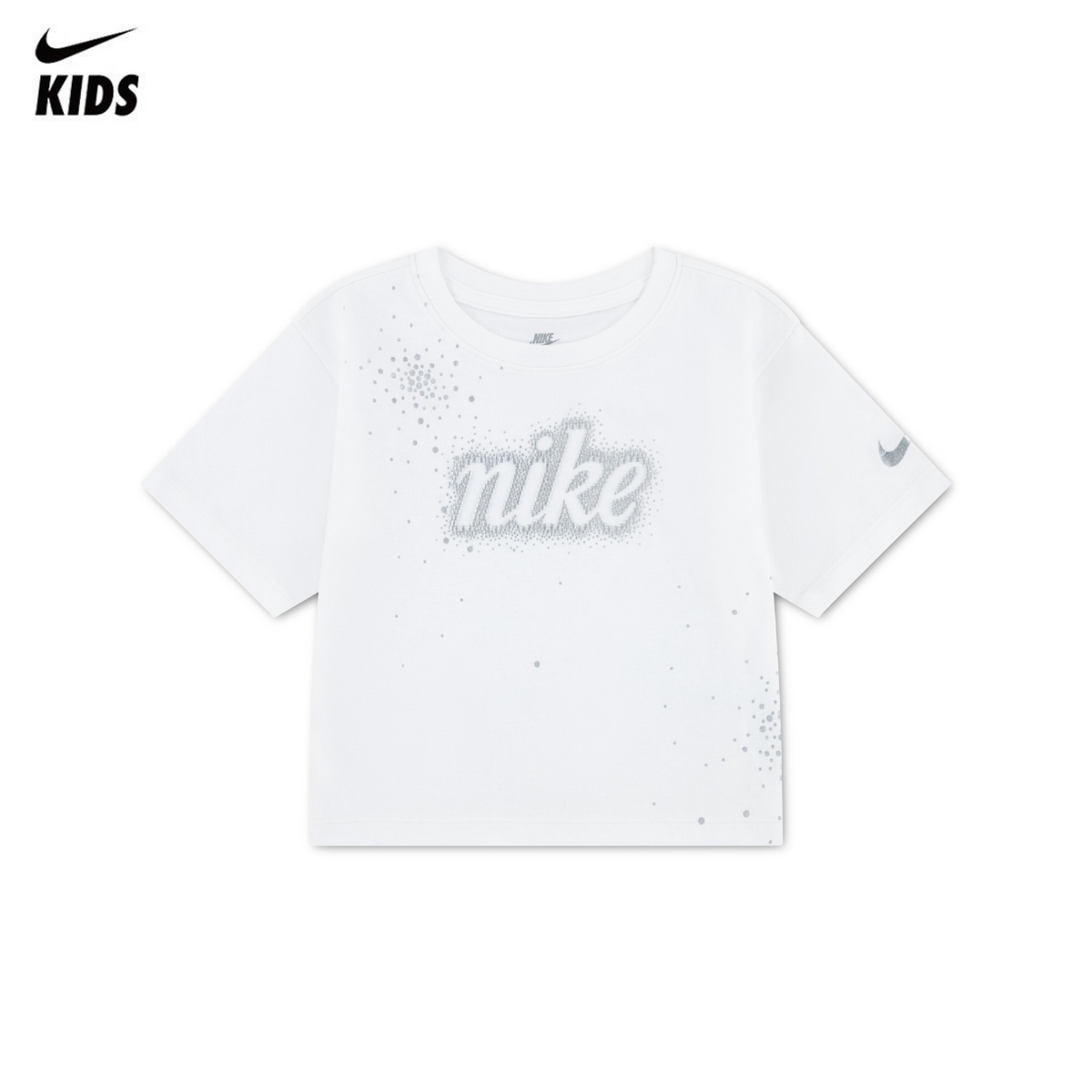 Nike Girls Swoosh Sparkle Boxy T-Shirt (Little Kids)