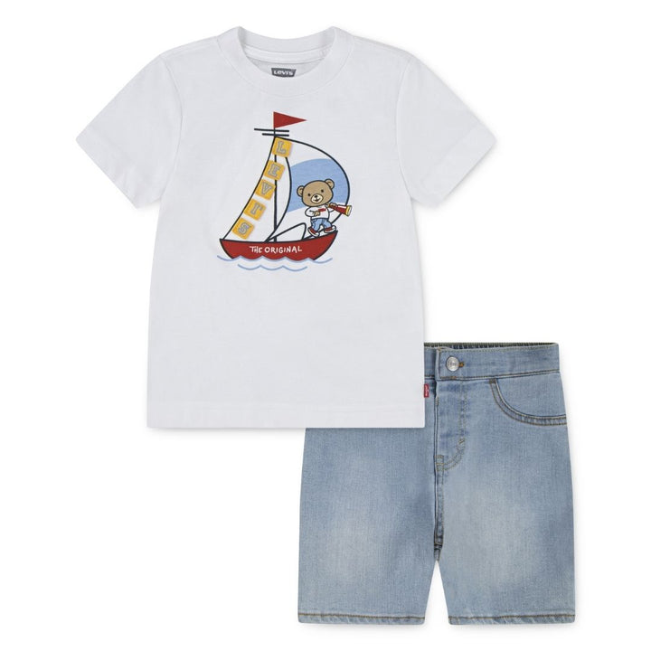 Levi's Boys 3D Sailing Denim Set Bright White (Toddler)
