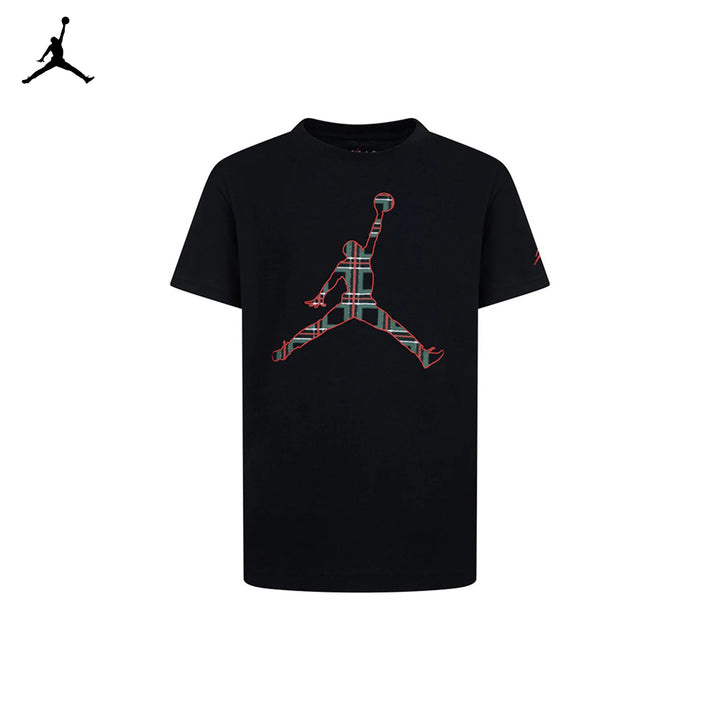 Jordan Boys Jumpman Plaid Print Black T-Shirt (Big Kids)