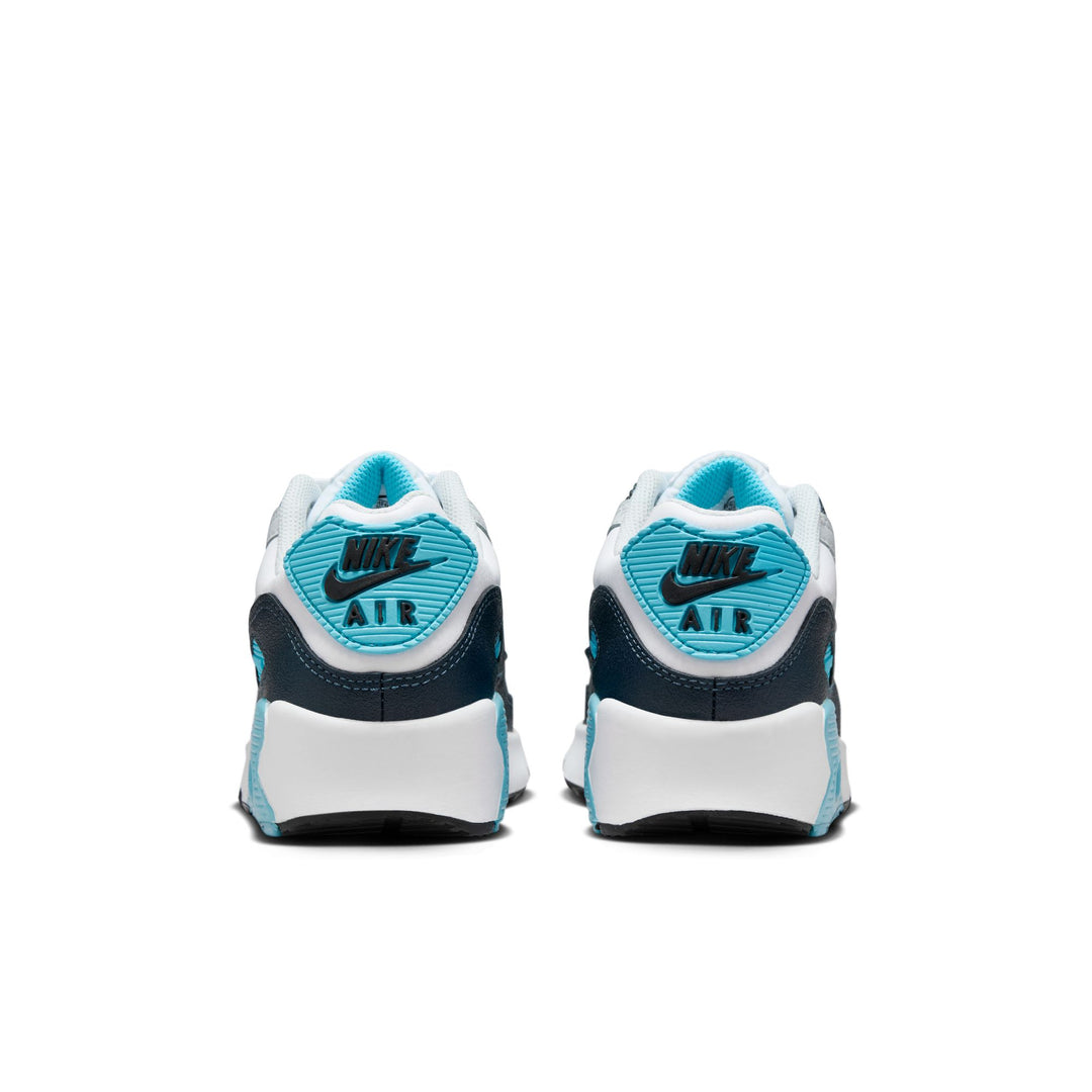 Nike Air Max 90 White & Baltic Blue Sneakers (Big Kids)
