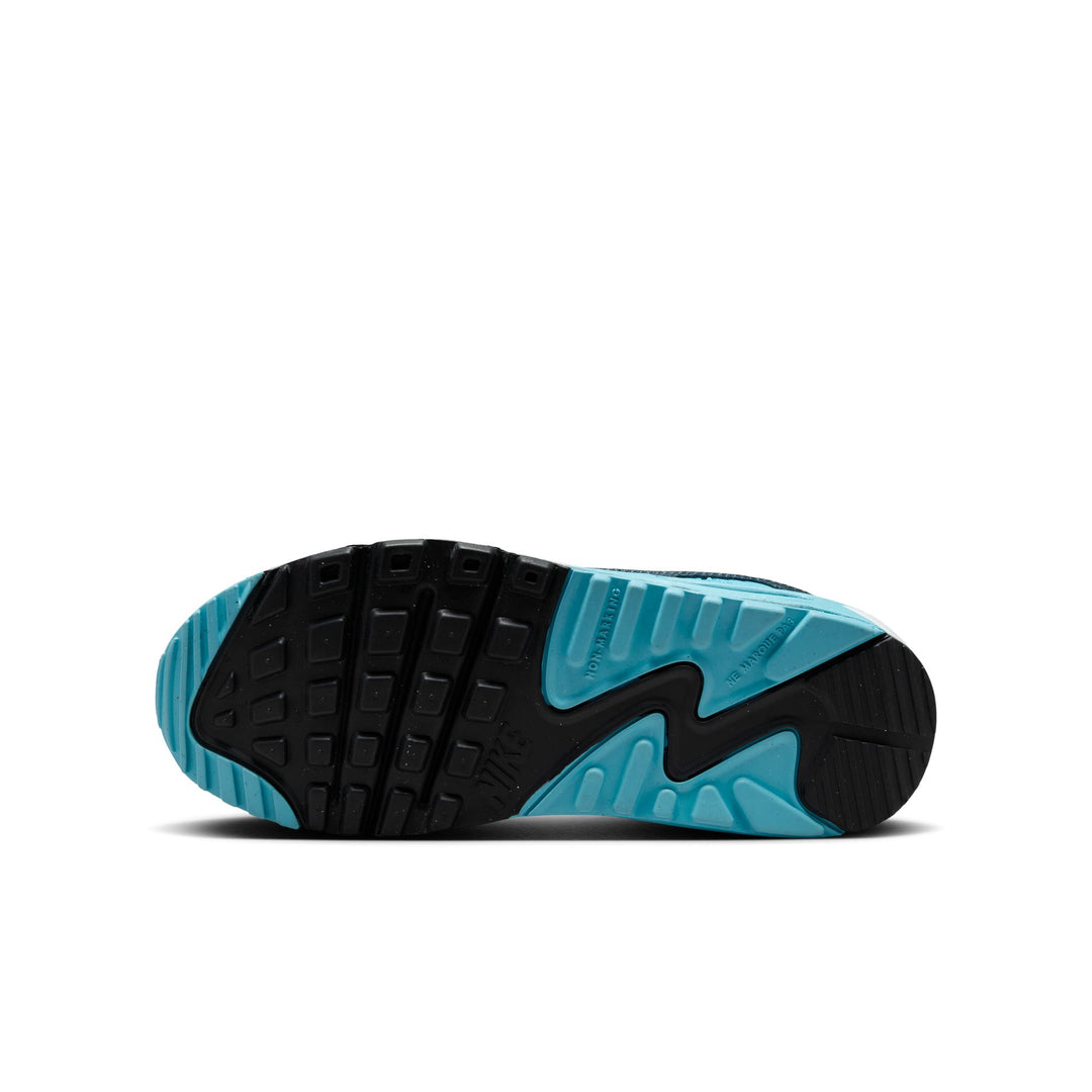 Nike Air Max 90 White & Baltic Blue Sneakers (Big Kids)