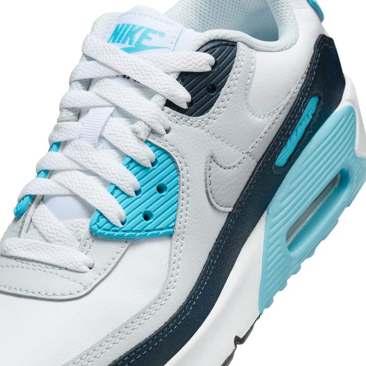 Nike Air Max 90 White & Baltic Blue Sneakers (Big Kids)