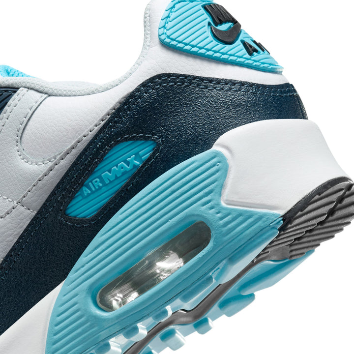 Nike Air Max 90 White & Baltic Blue Sneakers (Big Kids)