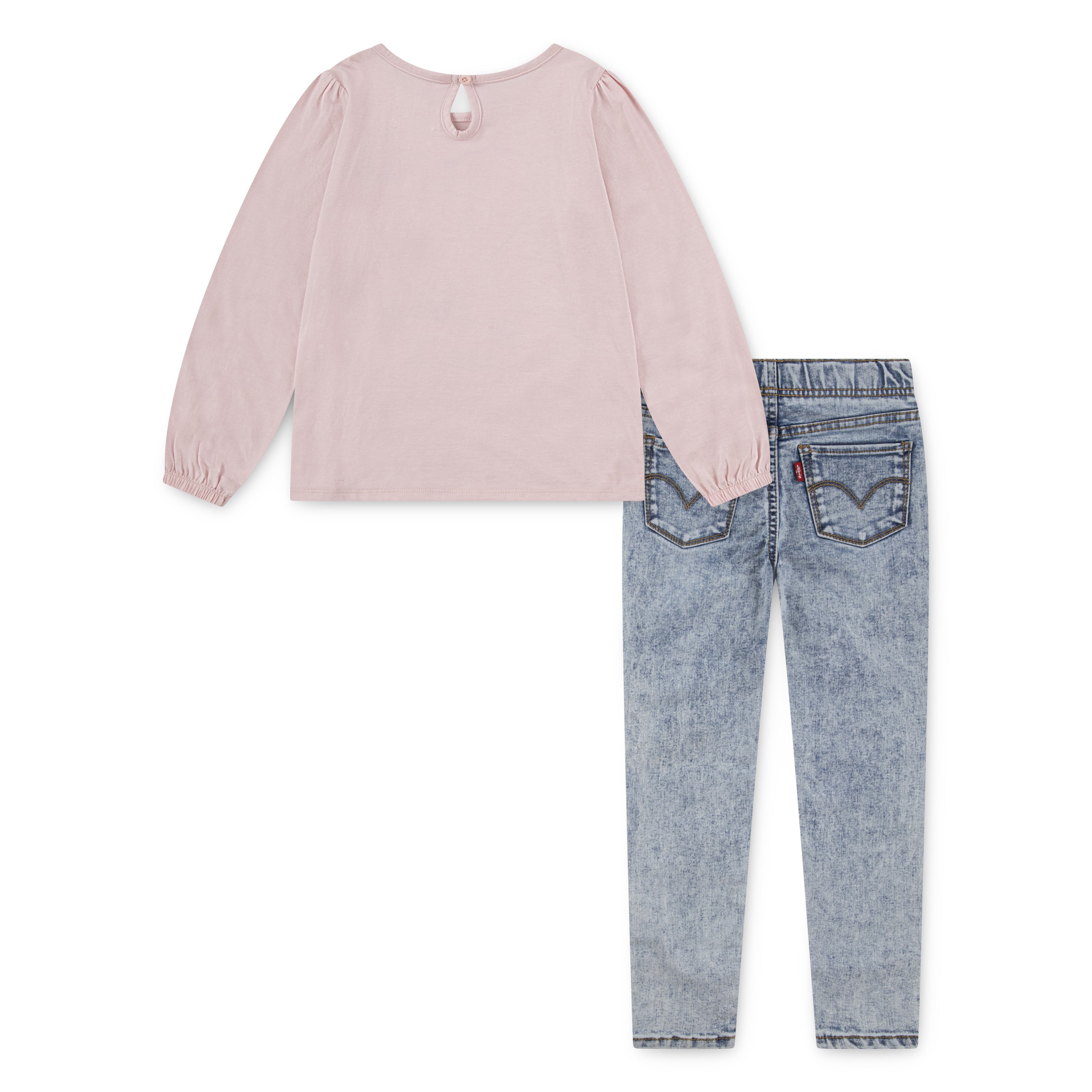 Levi's Girls Long Puff Sleeve T-Shirt & Denim Jeans Set (Little Kids)