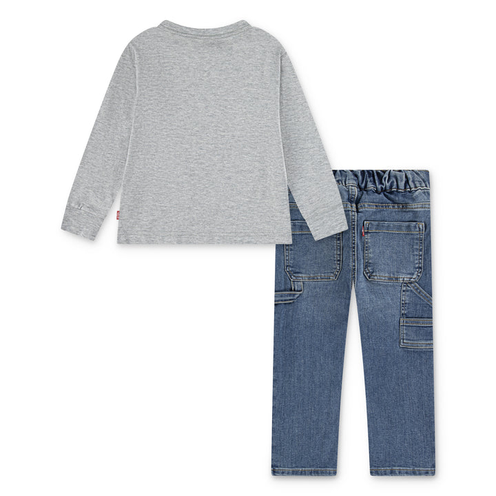 Levi's Boys Cowboy Tee & Carpenter Set Grey Heather (Toddler)