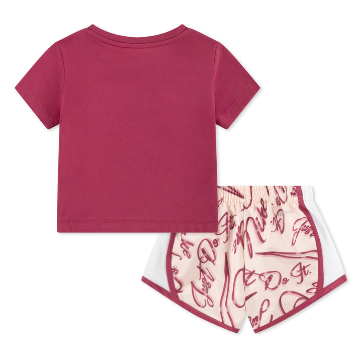 Nike Girls 2-Piece Essentials AOP Tempo Red T-Shirt & Shorts Set (Little Kids)