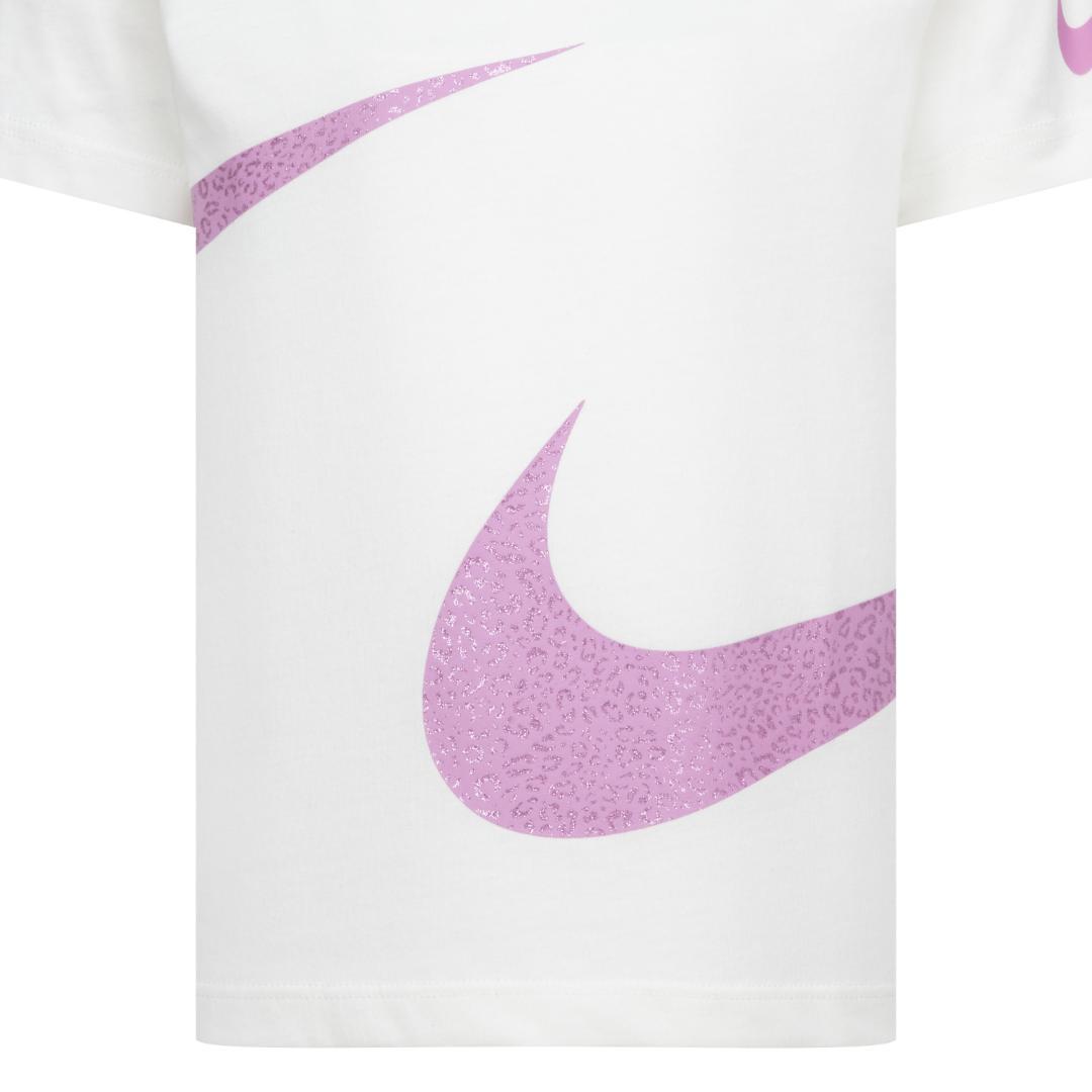 Nike Girls Swoosh Spirit White T-Shirt (Little Kids)
