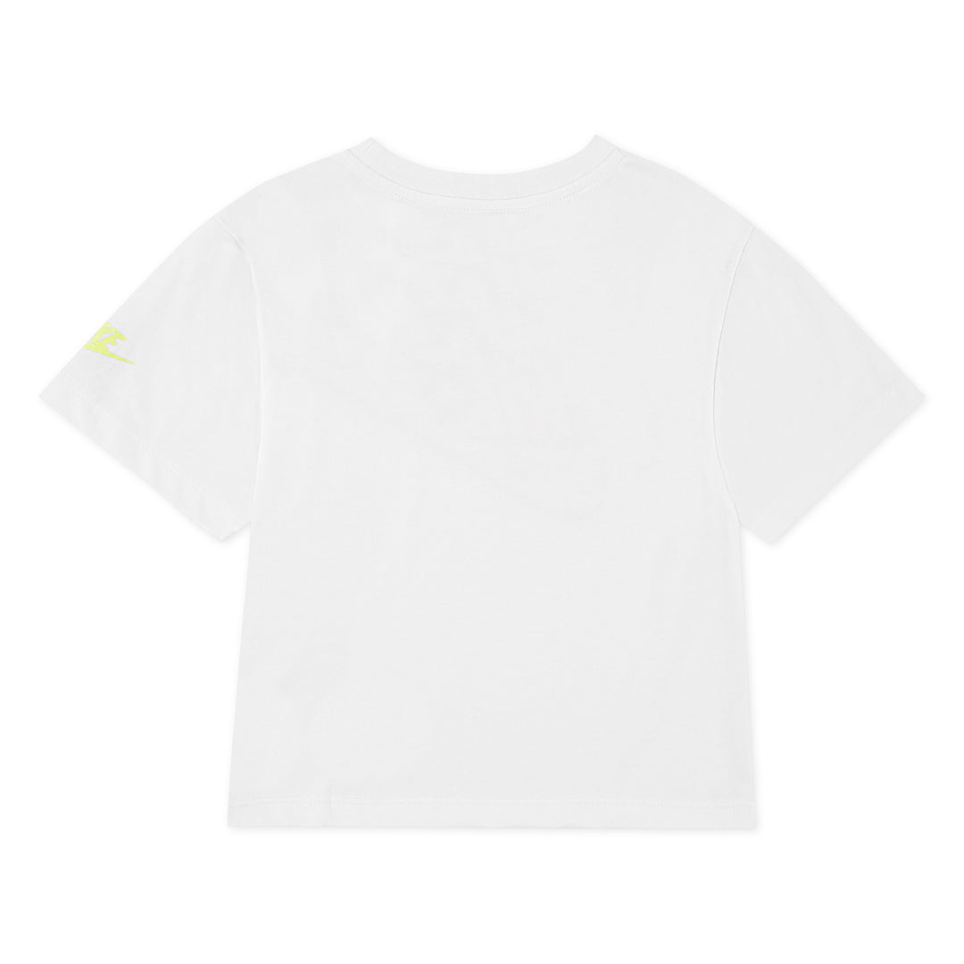 Nike Girls Flow-Ral Boxy Graphic White T-Shirt (Little Kids)