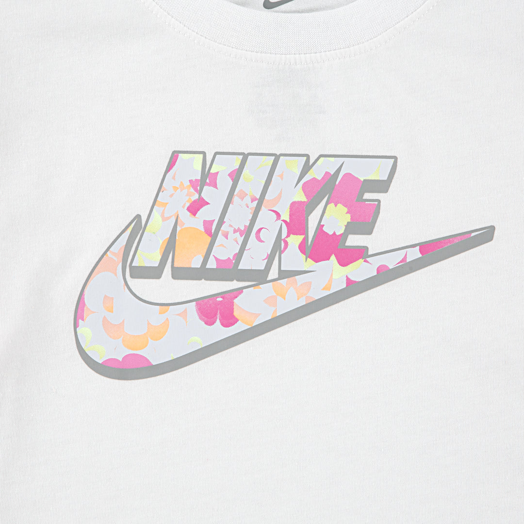 Nike Girls Flow-Ral Boxy Graphic White T-Shirt (Little Kids)