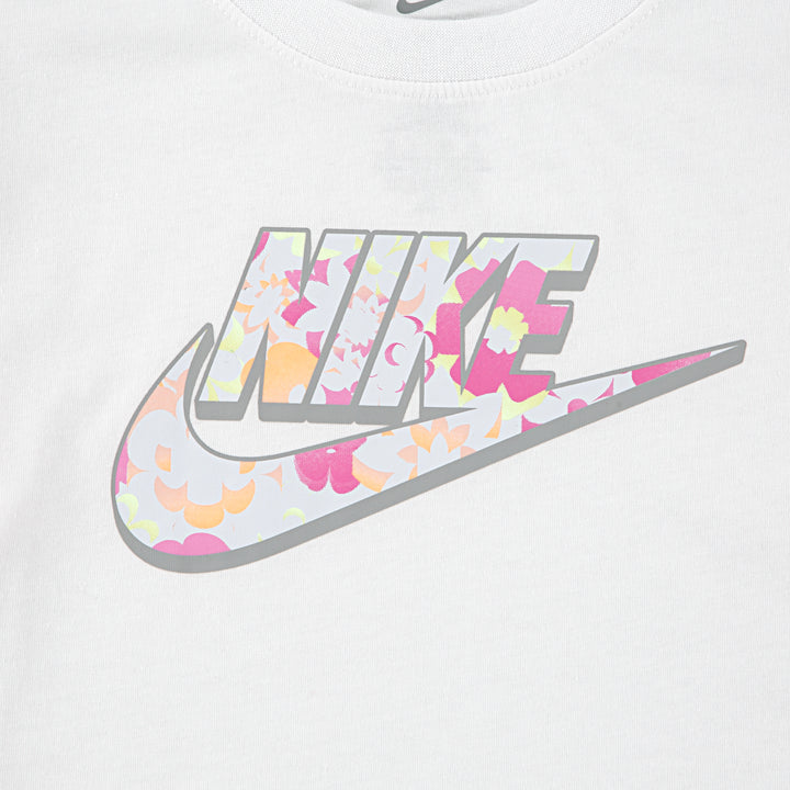 Nike Girls Flow-Ral Boxy Graphic White T-Shirt (Little Kids)
