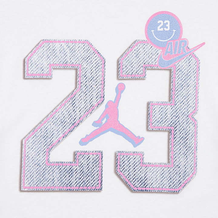 Jordan Girls Blue Jeans & Bling T-Shirt White (Big Kids)