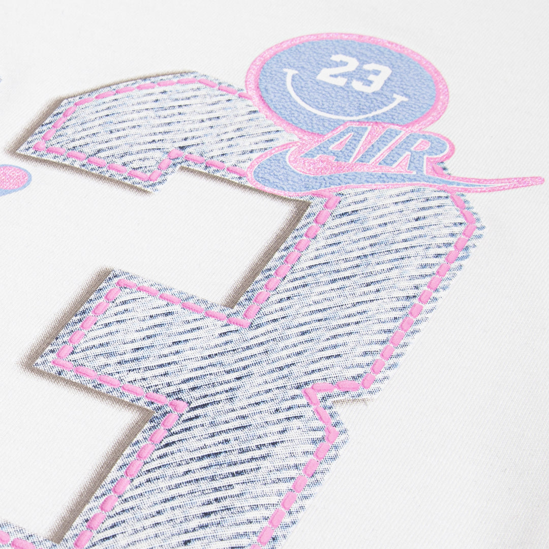 Jordan Girls Blue Jeans & Bling T-Shirt White (Big Kids)
