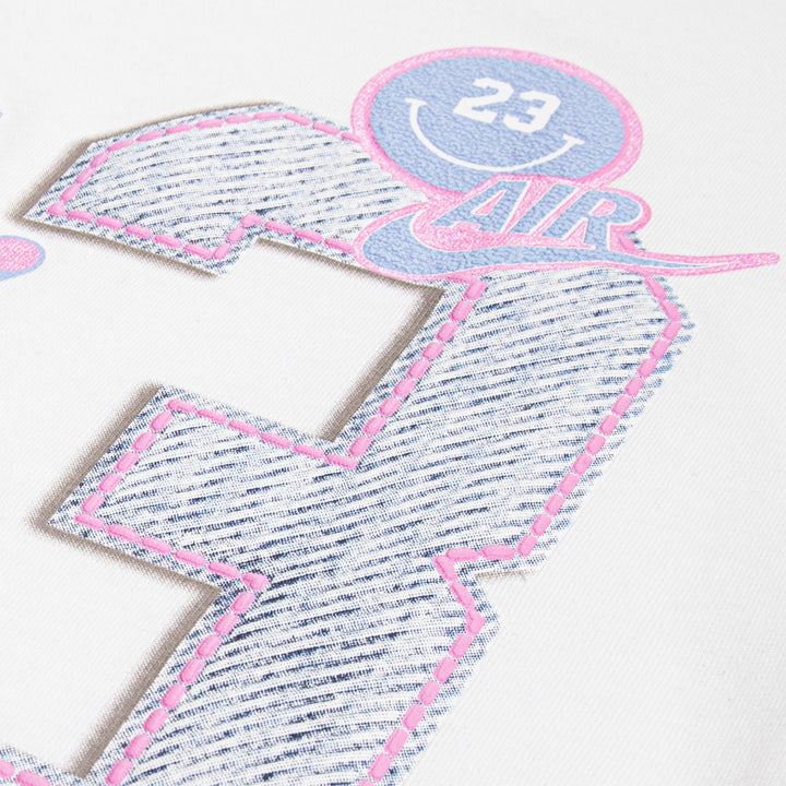 Jordan Girls Blue Jeans & Bling T-Shirt White (Big Kids)