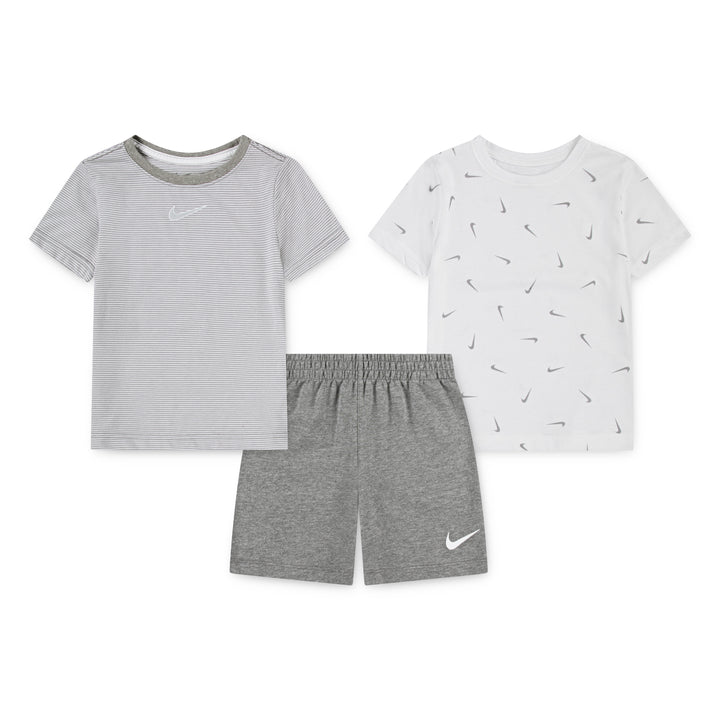 Nike 3-Pack Essentials Baby Striped Swooshfetti T-Shirts & Shorts Set (Toddler)
